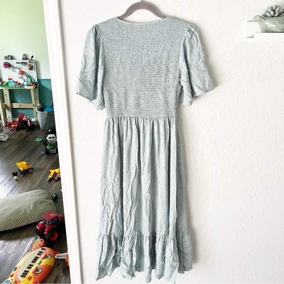 Orange Creek Dress Women's Medium Smocked Flutter Sleeve Swiss Dot Maxi Prairie - Picture 8 of 8